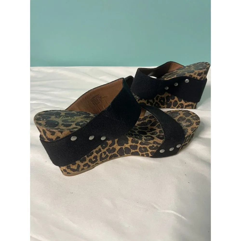 LUCKY BRAND Womens Black Chetta‎ Platform Wedge Sandal 9.5M. S-279